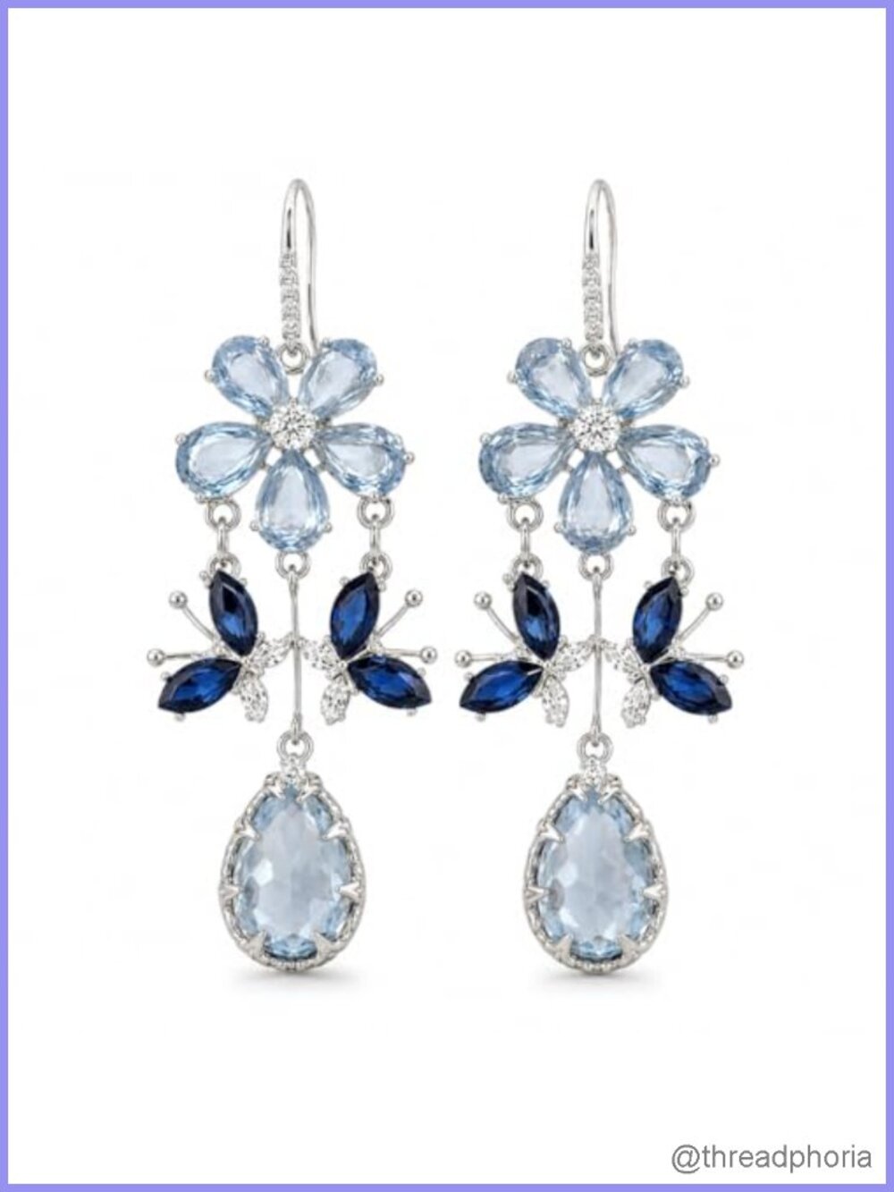 Crystal Butterfly Drop Earrings for Women - Dangle Rhinestone Teardrop Jewelry
